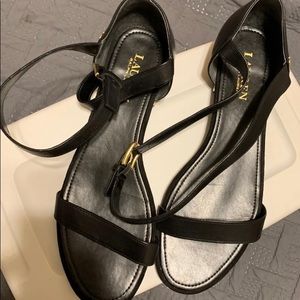 Lauren by Ralph Lauren black flat sandals size 9.5